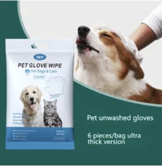 Natte doekjes voor katten en honden, schoonmaakhandschoenen